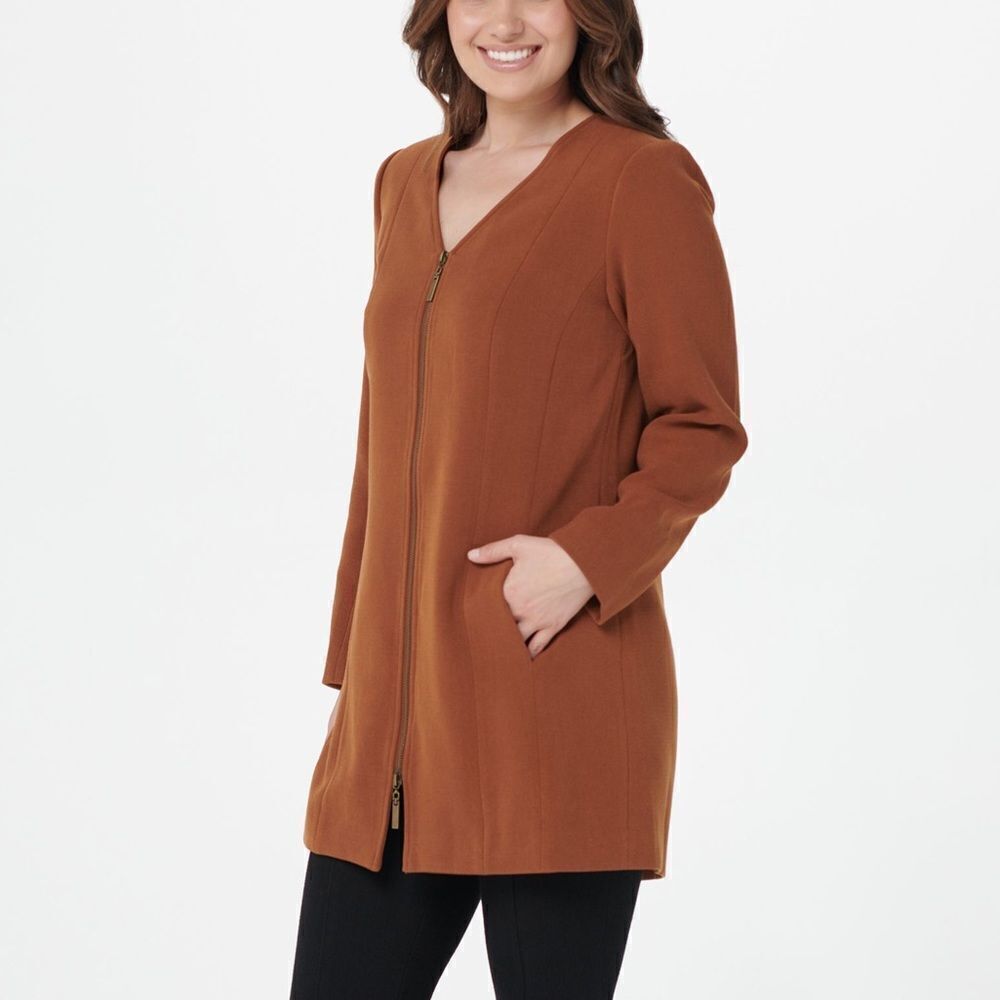 Linea by Louis Dell'Olio V-Neck Zip-Front Jacket